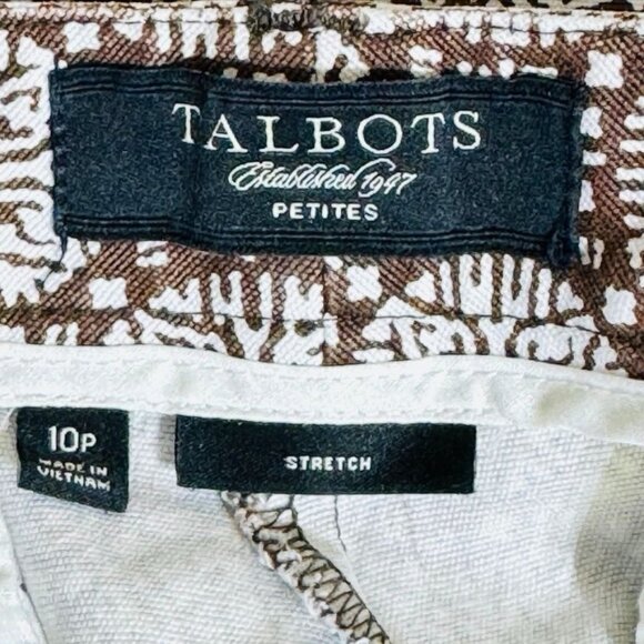 TALBOTS Womens Shorts Brown Geometric Print Stretch Bermuda Cotton Size 10P - Picture 7 of 10